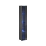 Meublorama - vitrine suspendue ? gris ? collection switch ? porte vitre et led inclus ? grand modle ...