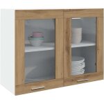 Vitrine suspendue 'lyon' ch�ne artisanal 80 x 31 x 60 cm bois d'ing�nierie vidaxl