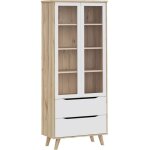 Vitrine - vankka - 2 portes vitrées - chêne / blanc mat - 84, 7 x 41, 7 x 201, 5 cm Vitrine - vankka - 2 portes vitrées - chêne / blanc mat - 84, 7 x 41, 7 x 201, 5 cm