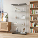 Vitrine en verre 164 cm, armoire vitrine pour collection avec 2 porte 4 �tag�res transparent meuble vitrine ...