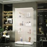 Vitrine en verre - 2 portes et 4 �tag�res - vitrine armoire - verre tremp� - 80. 5x36. 3x164. 3 cm - ...