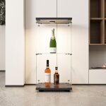 Tanant - vitrine en verre 40x36x77cm, avec led et 1 �tag�re ? vitrine de rangement, biblioth�que en verre ...