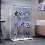 Vitrines en verre, 78. 5x35x123. 5cm, 3 �tag�res et 2 portes, bande lumineuse led, verre tremp�, pour ...