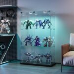 Vitrine en verre 78x35xx123 cm, vitrine collection, avec 2 portes vitr�es, �clairage led, 3 �tag�res, ...