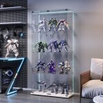 Vitrine en verre 78x35xx163 cm, vitrine collection, avec 2 portes vitr�es, bande lumineuse led, 4 �tag�res, ...