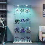 Vitrine en verre 78x35xx163 cm, vitrine collection , avec 2 portes vitr�es, �clairage led, 4 �tag�res, ...
