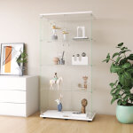 Vitrine en verre 80x36x164 cm, armoire vitr�e de rangement et protection - 2 portes, 4 �tag�res r�glables, ...