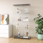 Vitrine, vitrine en verre armoire vitrine vitrine collection avec 2 porte 4 etagere meuble vitrine salon ...