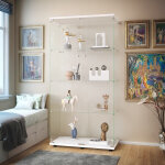 Vitrine, vitrine en verre armoire vitrine vitrine collection avec 2 porte 4 etagere meuble vitrine salon ...