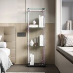 Rosahqnda - vitrine en verre, armoire � une porte et trois niveaux, vitrine autonome pour objets de collection ...