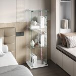 Rosahqnda - vitrine en verre, armoire � une porte et trois niveaux, vitrine autonome pour objets de collection ...