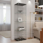 Vitrine en verre pour collection, armoire de collection moderne � 3 couches avec 1 porte, meuble vitrine ...