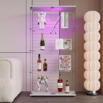 Rosahqnda - vitrine en verre à deux portes avec éclairage led, étagère 4 niveaux avec porte, bibliothèque ... Rosahqnda - vitrine en verre à deux portes avec éclairage led, étagère 4 niveaux avec porte, bibliothèque ...