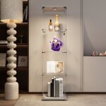 Tanant - vitrine en verre avec clairage led 164 cm, 4 couches de cloisons, 1 portes, bibliothque antique ...