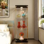 Vitrine en verre éclairée led 42x36x125 cm, avec porte et 3 étagères, porte simple, autoportante, pour ... Vitrine en verre éclairée led 42x36x125 cm, avec porte et 3 étagères, porte simple, autoportante, pour ...