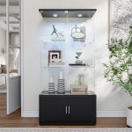 Vitrine en verre avec led clairage, 3 niveaux, bibliothque de collection et grand espace de rangement. ...