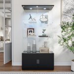 Vitrine en verre avec led �clairage, 3 niveaux, biblioth�que de collection et grand espace de rangement. ...