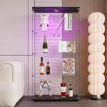 Vitrine en verre de scurit tremp avec clairage led, 2 porte, 4 tagres, cadre en bois, serrures, ...