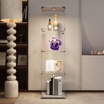 Dans les nuages - vitrine en verre de scurit tremp avec led, porte, 4 tagres, cadre en bois, serrures, ...