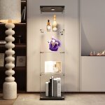 Dans les nuages - vitrine en verre de scurit tremp avec led, porte, 4 tagres, cadre en bois, serrures, ...