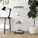 Vitrine en verre de scurit tremp avec porte et 3 tagres, cadre en bois, serrures, cls, vitrine ...