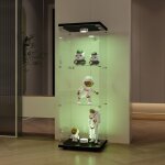 Blanketswarm - vitrine en verre tremp 3 tagres 127x45x36. 5cm, meuble vitrine avec porte et lampes, ...