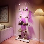 Vitrine en verre tremp�, vitrine pour collection, hauteur 187 cm, vaisselier avec 2 portes coulissantes, ...