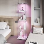 Pergar - vitrine en verre tremp� moderne, �clairage r�glable, avec poign�e en m�tal, 4 niveaux vitrine ...