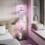 Pergar - vitrine en verre tremp� moderne, �clairage r�glable, avec poign�e en m�tal, 4 niveaux vitrine ...