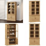 Vidaxl - vitrine en verre vigo 85x35x170 cm bois massif de pin - vitrine en bois - meuble rangement - ... Vidaxl - vitrine en verre vigo 85x35x170 cm bois massif de pin - vitrine en bois - meuble rangement - ...