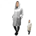 Vivezen - sweat  capuche, plaid, couverture, pull - flanelle - adulte - gris