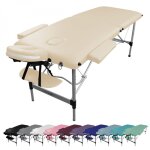 Table de massage pliante 2 zones en aluminium + accessoires et housse de transport - beige vivezen
