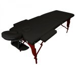 Table de massage pliante 2 zones en bois fonc avec panneau reiki + accessoires et housse de transport ...