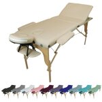 Table de massage pliante 3 zones en bois avec panneau reiki + accessoires et housse de transport - beige ...