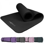 Tapis de yoga, de gym, d'exercices 180 x 60 x 1 cm + sangle de transport - noir vivezen