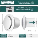 Vmc hygror�glable - bouche vmc 100 mm de diam�tre - 160 m�tres cubes / heure - pour salles de bains, ...