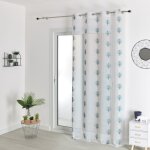 Voilage brodé éventail avec ?illets bleu paon 140x240 cm Voilage brodé éventail avec ?illets bleu paon 140x240 cm