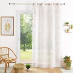Voilage brod motif feuilles blanc cass 140x240 cm