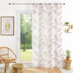 Voilage brod motif feuilles terracotta 140x240 cm