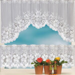 Voilage dentelle blanche pour cuisine - broderie florale ajour�e - valance pour petites fen�tres et caf� ...