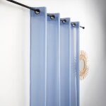 Voilage - effet naturel avec fils en relief bleu 145x240 cm