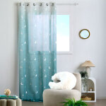 Voilage enfant brod� �toiles et lunes vert 140x260 cm