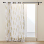 Voilage � ?illets grande hauteur 140x280 cm ? voile sabl� imprim� feuillage kim