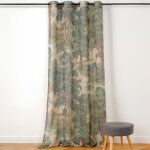 Linder - voilage en lin � motif for�t vert 150x250 cm