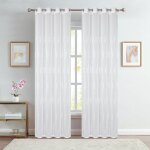 Voilage � oeillets brod� brillant blanc 140x240 cm