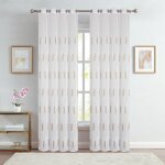 Voilage � oeillets brod� brillant taupe 140x240 cm