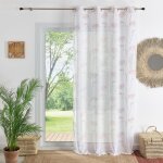 Voilage � oeillets brod� feuilles terracotta 140x240 cm