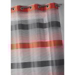 Voilage en organza  rayures horizontales bicolores orange 140x240 cm