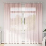 Voilage avec passe - tringles - lot de 2 pi�ces - rose clair - 140x250 cm - tissu diaphane et lumineux ...