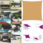 Voile d'ombrage 160 g / m carr sable 3x3 m pehd - voile d'ombrage - parasol - ombrage extrieur - abri ...